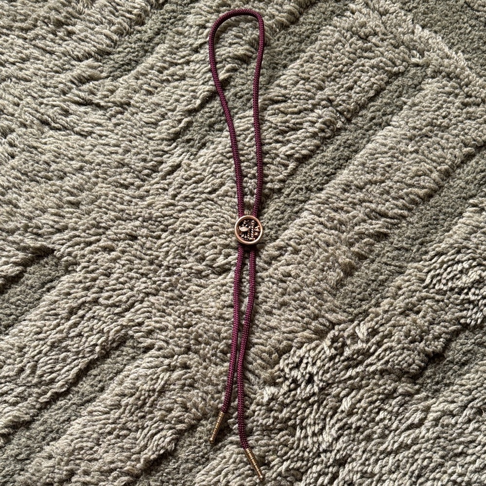 Burgundy Cord Bracelet with Gold Accents